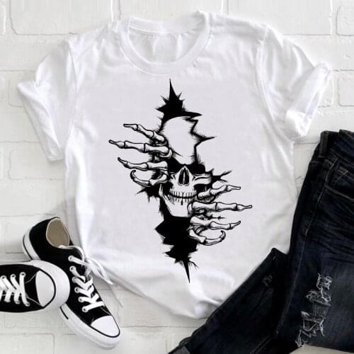 Women Clothing Skulls Funny Printing Fashion 90s Short Sleeve Summer Clothes Print Tshirt Female Tee Top Graphic T-shirt