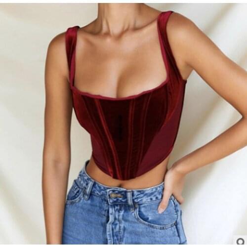 2021 Women Bustiers Sleeveless Deep Big Open Square Collar Slim Fit Summer Corsets Summer Sexy Ladies Clubwear Underwear