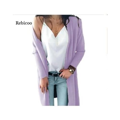 Women knitted long sleeve long sweater cardigan for female women autumn new overcoat outwear coats women autumn S M L XL