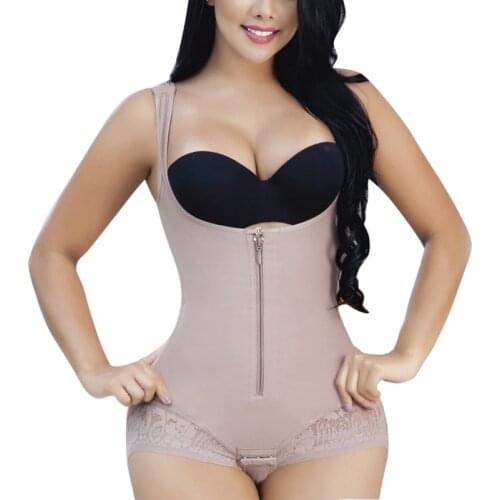 Fajas Reductoras Y Modeladoras Mujer Open Chest Style Short Weight Loss Butt Lifter Modeling Strap With Zipper