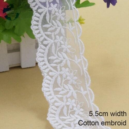 10yards 5.5cm wide Cotton embroid lace sewing ribbon guipure trim wedding lace DIY Garment Accessories french doll lace3932