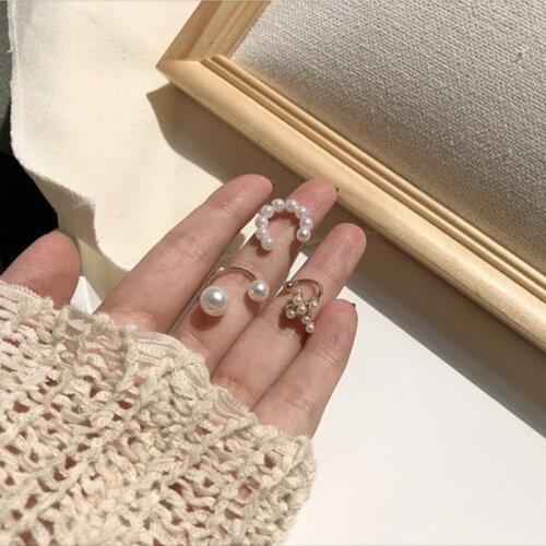 3Pcs/Set Sweet Pearl Ear Cuff Cross Geometric without Piercing Earrings for Women Personality Girl Jewelry Gifts