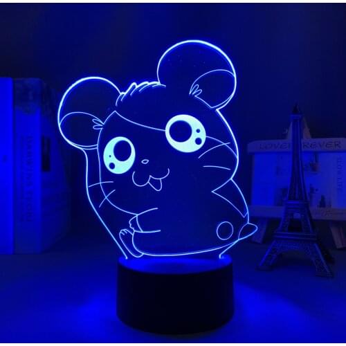 3d Led Lamp Anime Figure Trotting Hamtaro for Kids Bedroom Decoration Night Light Lighting Birthday Gift Room Decor Desk Lamp