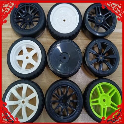 4pcs 63mm plastic rim 7 spoke &WPL D12 wheel rubber tire upgraded part for rc hobby model car 1-10 WPL D12 drift truck
