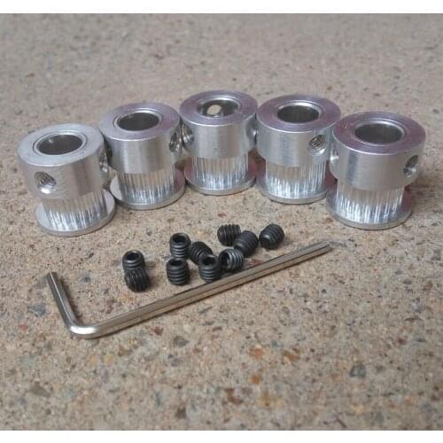 5 pieces 20 teeth Bore 8mm GT2 Timing Pulley fit width 6mm of 2GT timing Belt factory shop high quality CNC machine 3D printer