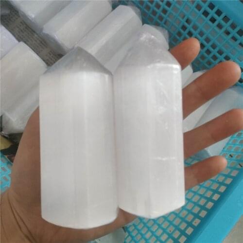 95mm Hot White Selenite Tower Gypsum Stone Quartz Crystal Tower Shaped Power Gift Relaxation Reiki healing Home Decoration