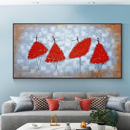 Abstract Thick Textured Dancing Girl Oil Pianting On Canvas 100% Hand Painted Modern Wall Art For Living Room Home Decor