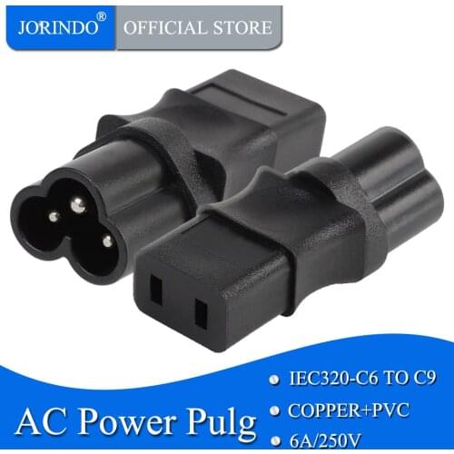JORINDO IEC 320 C6 to IEC 320 C9 AC Power Adapter 6A 250V,IEC 320 C6 Male to IEC 320 C9 Female conversion plug