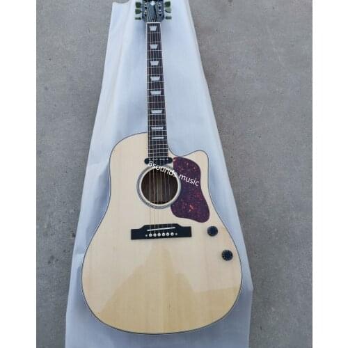 Free shipping solid spruce guitar custom cutaway 160e acoustic electric guitar natural lennon style guitar