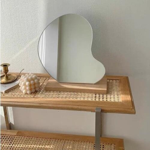 Large Glass Models Homemade Simple And Irregular Wooden Desktop Makeup Mirror Nordic Decoration Home Cute