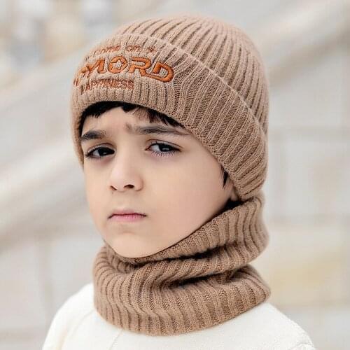 Autumn and Winter Childrens Warm Boy and Girl Knitted Hat Winter Ear Protection Fashion Korean Woolen Hat Scarf Set Outdoor Hat