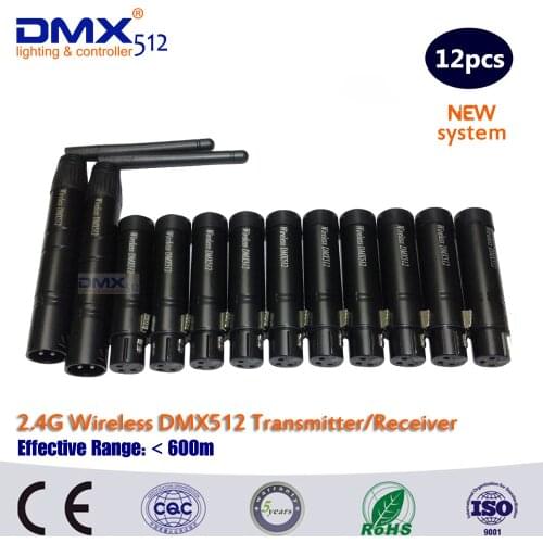 DHL Free Shipping Black Metal DMX512 DMX Dfi DJ 2.4G Wireless Receiver & Transmitter Lighting Controller