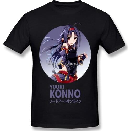 Yuuki Konno Anime T-Shirt Men Top Quality Short Sleeve Sword Art Online Alicization Sao Casual Cotton Tees Harajuku TShirt