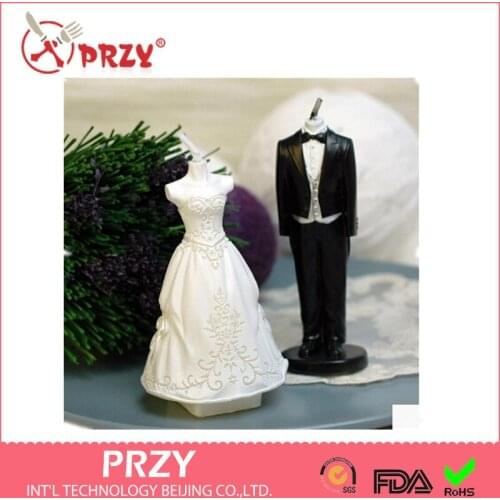 PRZY Silicone Molds Wedding Dress Cake Decorating Tool Handmade Soap Valentines Candle Mould Party Decorations Baking Tools 001