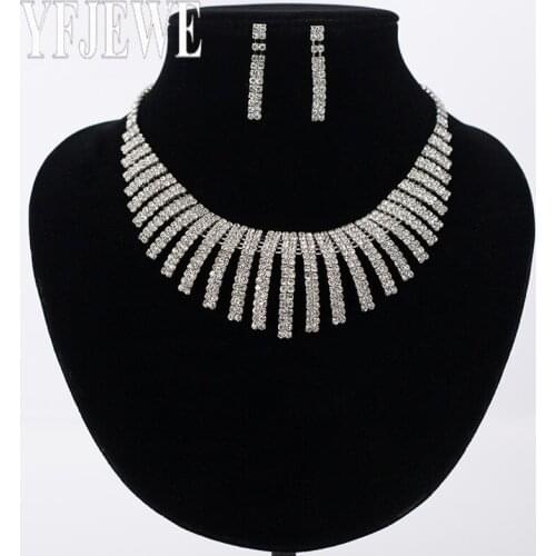 New White Jewelry Sets for Women Austrian Rhinestone Necklace Earrings Set Gold Color Wedding Party Accessories