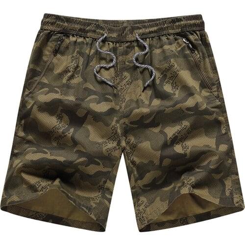 Summer young mens camouflage beach pants trend washed cotton non-stretch shorts