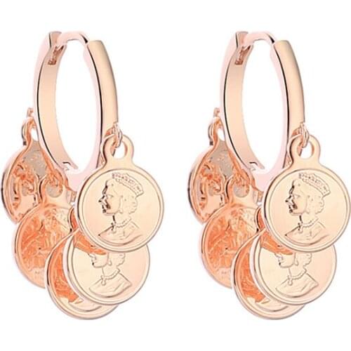 Small Hoop Earrings For Women Gold-color Figure Face Round Coin Queen Avatar Charm Earrings Statement Jewelry Accessories 2021