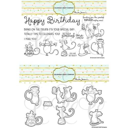 Panalisacraft cute animal birthday Metal Cutting Dies And Stamps cut die scrapbooking Album Paper Card Craft Embossing