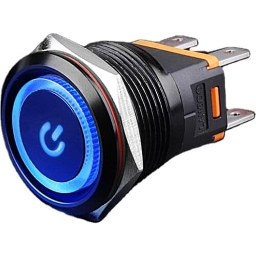 LANBOO Metal Push Button Switch High Current Switch Contact Buttons Sliver 22MM/25MM 15A Momentary or Latching Flat Head 250VAC