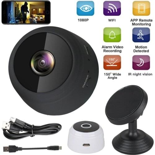 Mini Wifi Camera 1080P Wide Angle Night Vision Motion Detection Alarm Push 360 Degree Rotation Wireless Camera