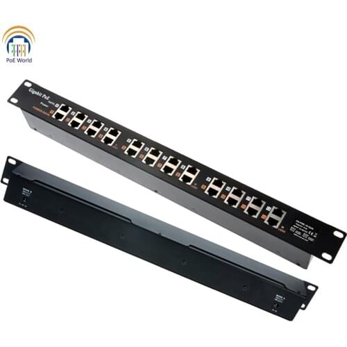 Multi port Mid-span Gigabit 12 Port PoE Injector passive poe injector with 24 Volt 120 Watt Power adapter