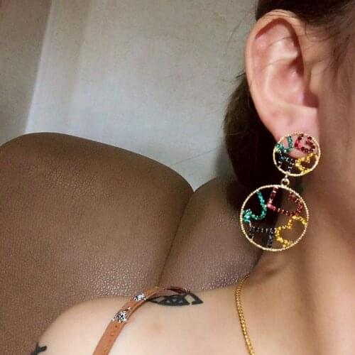 Fashion Exaggerated Multicolor Crystal Single Temperament Earrings For Women Jewelry
