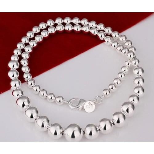 N195 Lucky Charm Silver Color Pendants For Women Sterling Necklace Women Accessories Fashion Big And Small Bean Necklaces