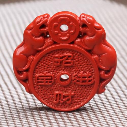 Natural Red Cinnabar Hand-carved Double Brave Pendant Fashion Boutique Jewelry Men and Women Necklace Gift Accessories