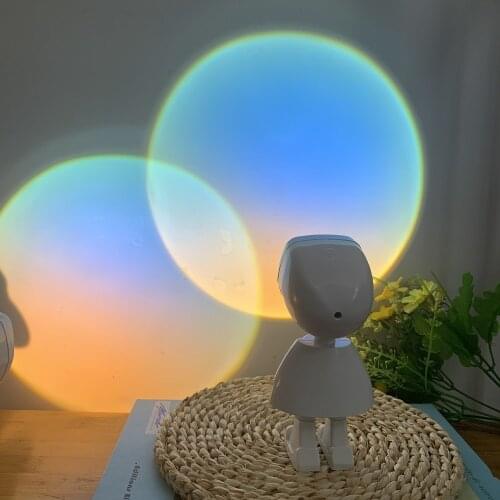Robot Sunset Lamp Night Light Projector USB LED Touch Switch Colorful Dimming For Home Bedroom Christmas Wall Decorative Lamp