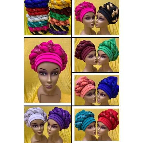 New Charming Turban Hats Women Sequins Cap For Scarfs HeadWrap Headband Girl Hair Musulman Accessories 12pcs/pack