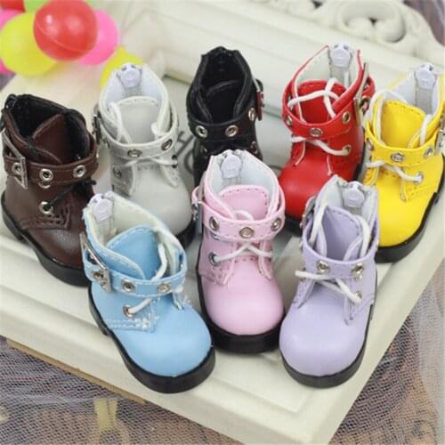 BJD shoes are suitable for 1/6 size small leather boots with Martin ankle boots doll accessories (2 kinds of soles are randomly
