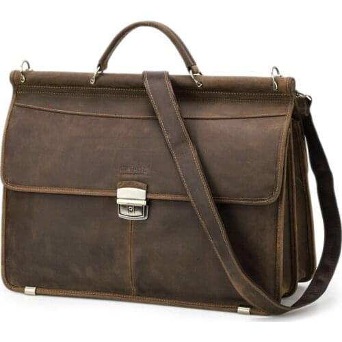 Suitable for 15.4-inch computer mens business briefcase large-capacity cowhide mens bag