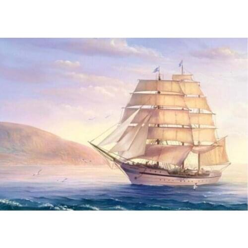 Full Rhinestones Diamond Painting Ship DIY 5D Diamond Embroidery Wall Decor Mosaic Painting Landscape Needlework Crafts GH276