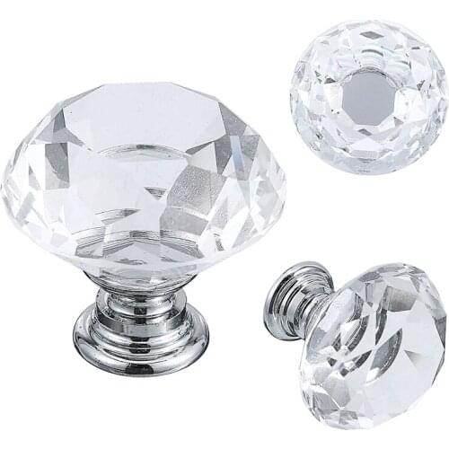 1pc Door Knobs 30mm Crystal Diamond Door Knobs Cupboard Closet Drawer Glass Handles For Home Supplies
