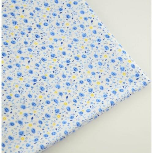 Blue and Yellow Flowers Design Cotton Fabric Tissue Home Textile Sewing Cloth Craft Curtain Decoration Fat Quarter New Arrivals