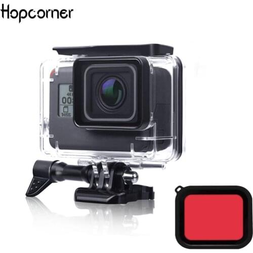 GoPro Hero 7/2018/6/5 Black Waterproof Housing Case Underwater Diving Protective case 45m with Red Filter Bracket Accessories