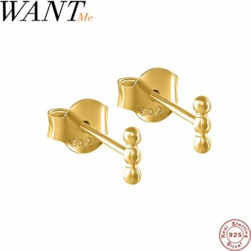 WANTME Minimalist Real 100% 925 Sterling Silver Mini Small Beads Stud Earrings for Women Party Girl Teen Birthday Jewelry Gift