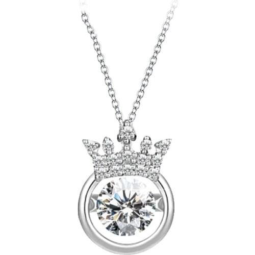 YSH New 100% 925 Sterling Silver white Zircon Crown Pendant Clavicle Necklace 2020 Woman DIY Jewelry Holiday Gifts Free Shipping