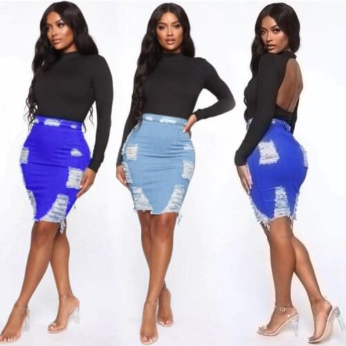 Hot sale woman summer denim skirt Skinny Pack hips jeans skirt sexy mini skirt summer clothing 2020 new arrival S-2XL