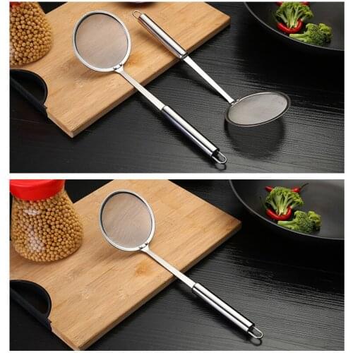 1PC 33cm Kitchen Stainless Steel Mesh Hanging Oil Filter Net Colanders Soybean Milk Strainer Scoop Spoon PB 004
