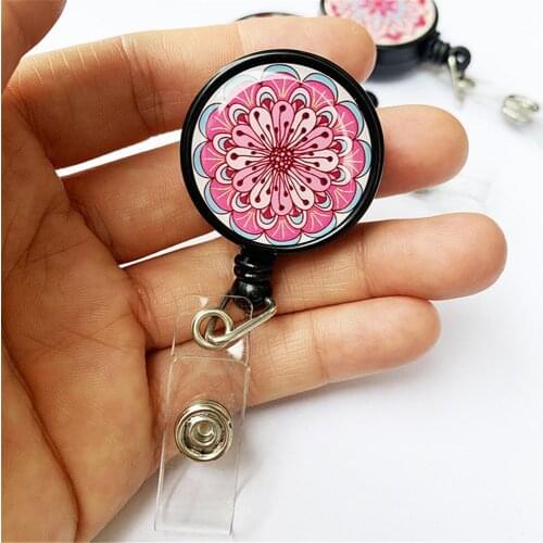 1pcs Cute Flower Retractable Badge Holder Reel Exhibition Id Enfermera Name Card Hospital Office Chest Card