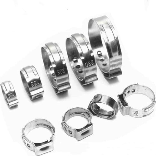 10Pcs 6.5mm-11.8mm Stainless Steel 304 Single Ear Hose Clamps