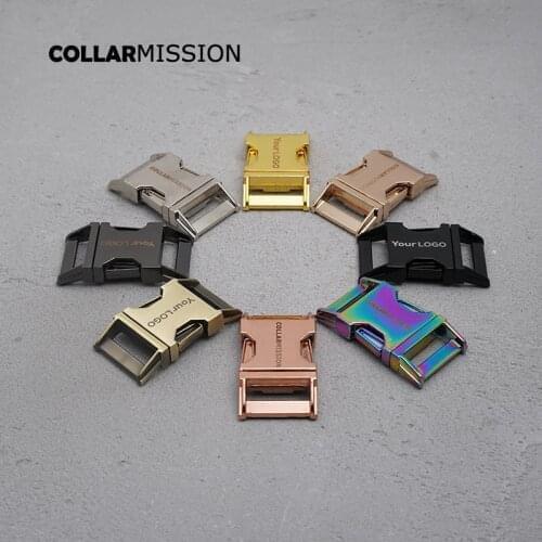 100pcs/lot Engraved side release metal buckle high quality for DIY dog collar parts retailing 25mm webbing 8 colors