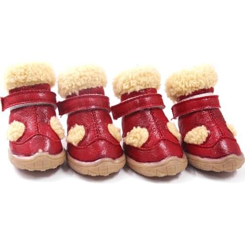 4pcs Winter Dog Shoes Warm Snow Pet Boots Outdoor Walking Fur Soft Big Dog Shoes Pet Paw Protector Snug Warmly Puppy Shoes