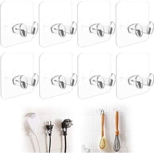5pcs Universal Hook Storage Rack Transparent Hook Strong Seamless Organizer Hanger Plug Data Cable Storage Free Punch Accessorie