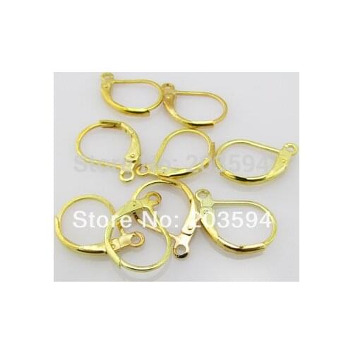 500pcs/lot Copper Handmade France Gold Plated Hook Earrings Clip Lever Back Ear Wires Jewelry Finding 16mm