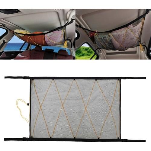 Car Ceiling Mesh Storage Bag Simple Breathable Mesh Zipper Storage Adjustable Sundries Bag Car Interior Accessories