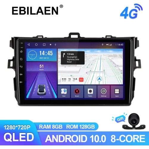 EBILAEN Car Radio For Toyota Corolla E140 150 2007-2016 Android 10.0 Multimedia GPS Navigation Recoder QLED Wireless Carplay DSP