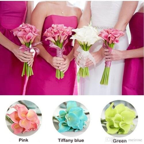 Calla Lily Bride Bouquet 38CM Long Single Artificial Flower Silk Flower 10 Color Option for Wedding Anniversary Home Decoration