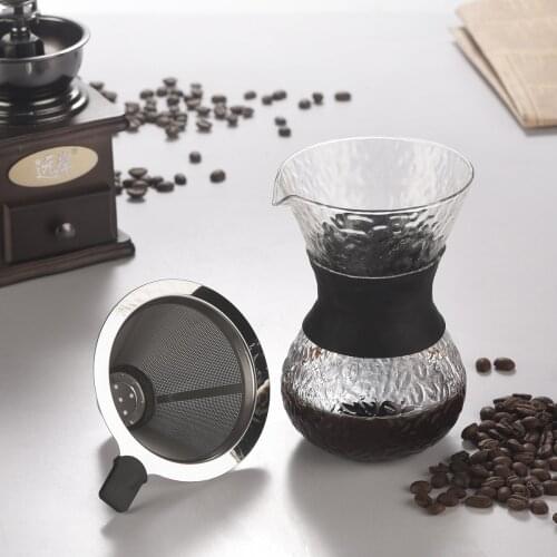 High borosilicate glass Espresso coffee tea pot coffee maker with Stainless Steel Filter pour over coffee dripper barista tools